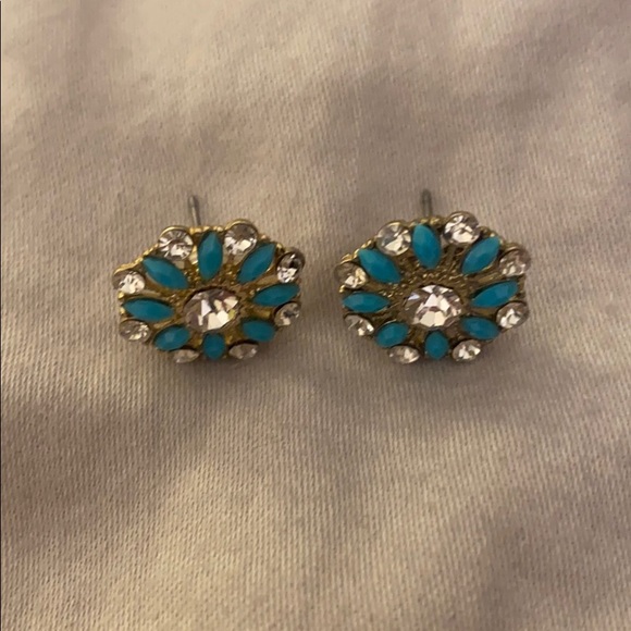 Blue & Crystal Kate Spade Studs / Post Earrings - Picture 7 of 7
